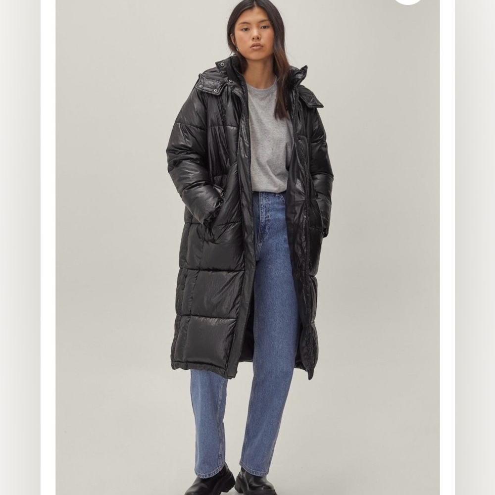 Full Length Black Shine Winter Coat